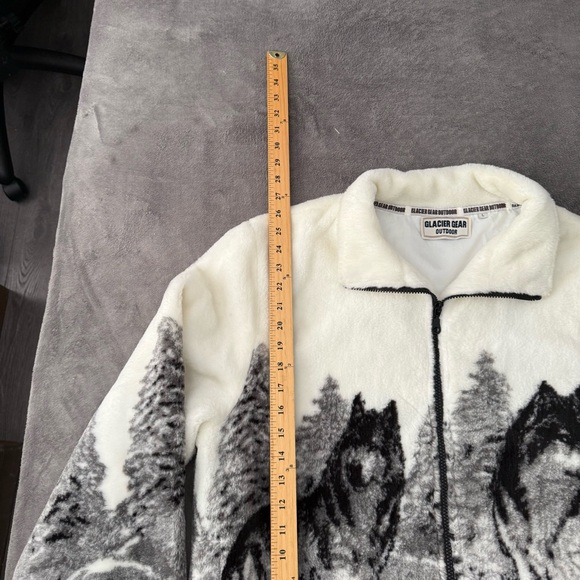 Vontage Fleece Sweater Jacket Glacier Gear Outdoor Wolf Nature AOP Large - Picture 3 of 7
